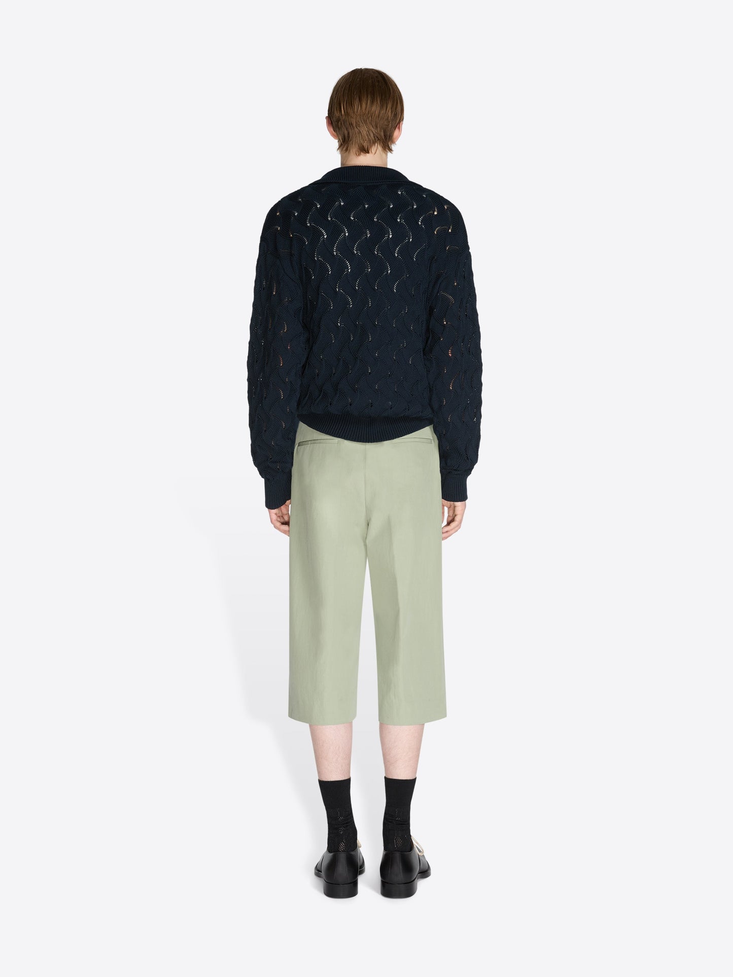 Lace Stitch Polo Sweater