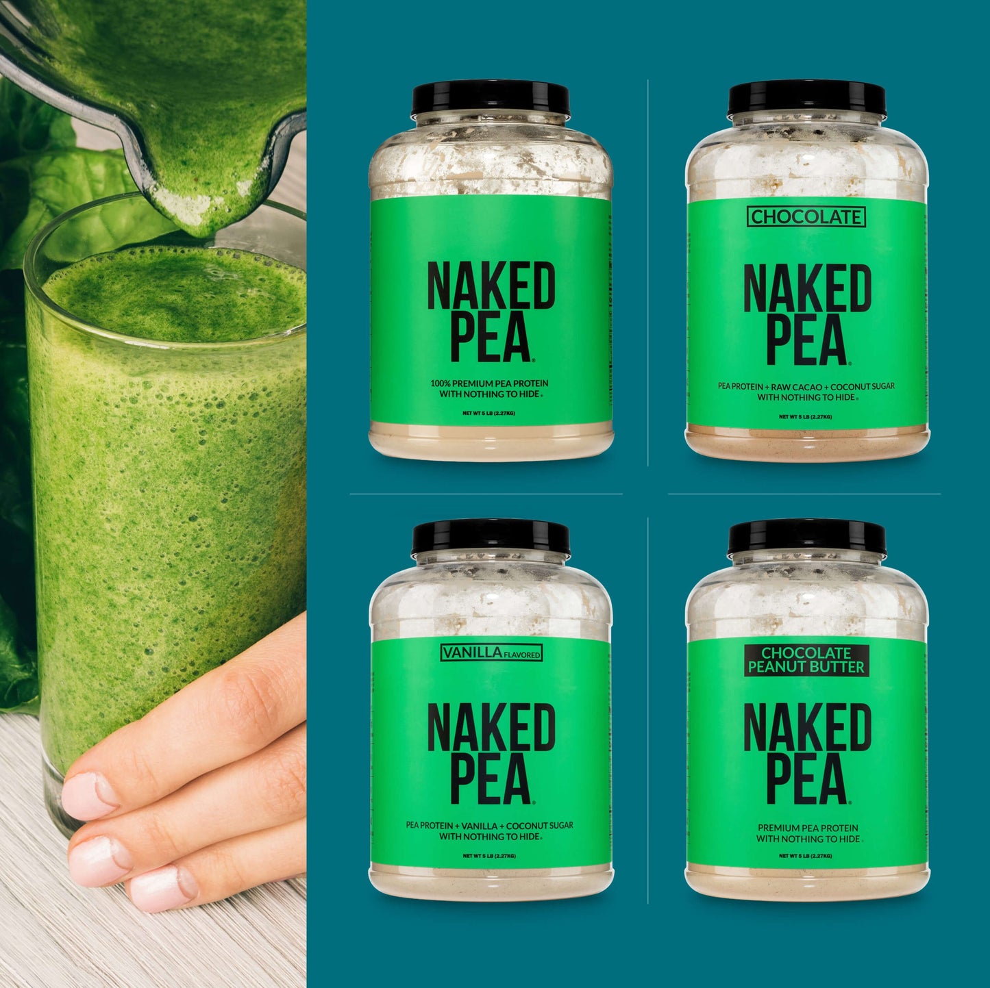 Pea Protein Powder - Unflavored - Standard Size with a Smooth, Versatile Powder Format