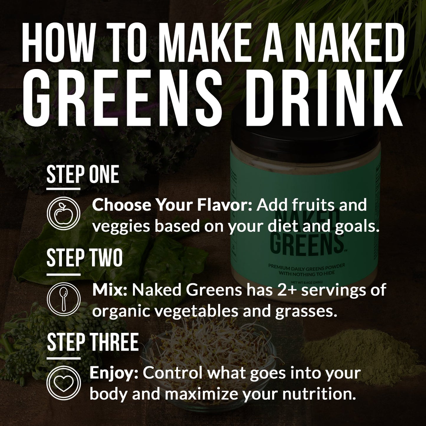 Organic Greens, Prebiotic & Probiotic Powder for Simple Preparation and Everyday Use