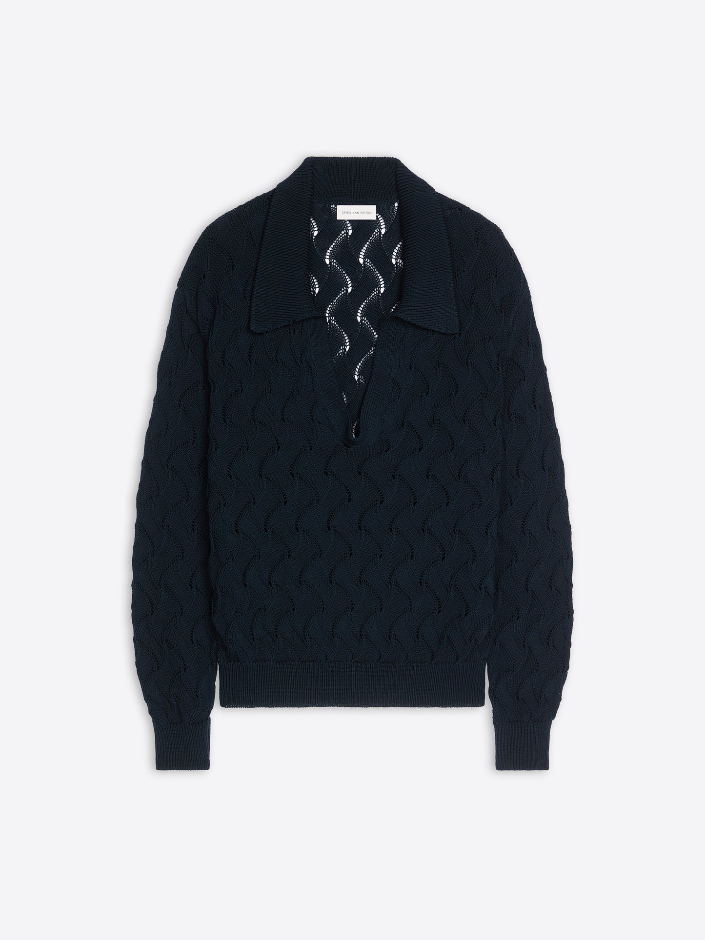 Lace Stitch Polo Sweater
