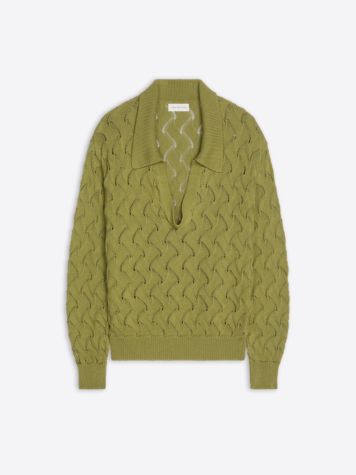 Lace Stitch Polo Sweater