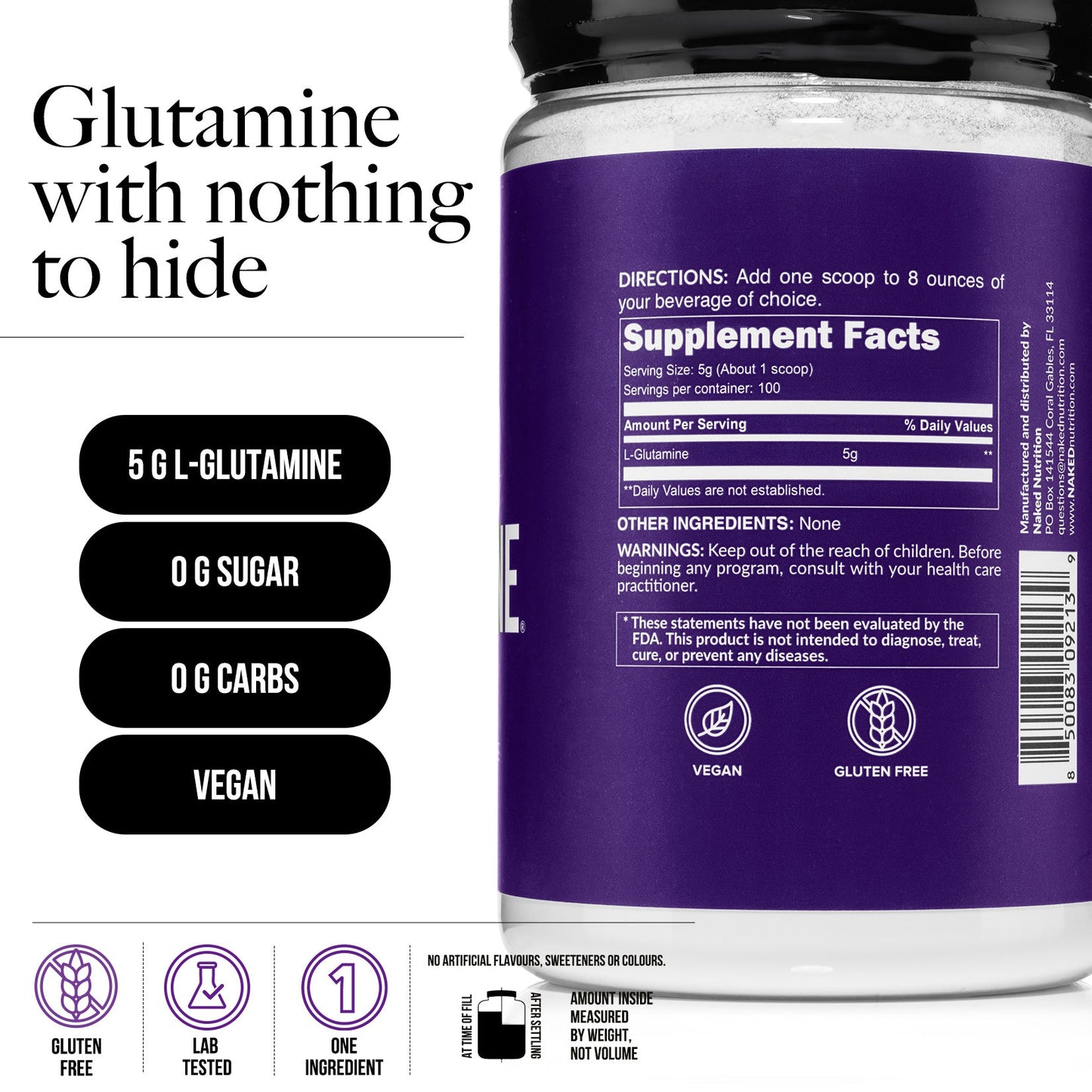 Glutamine Powder - 1.1LB Made for Everyday Active Routines