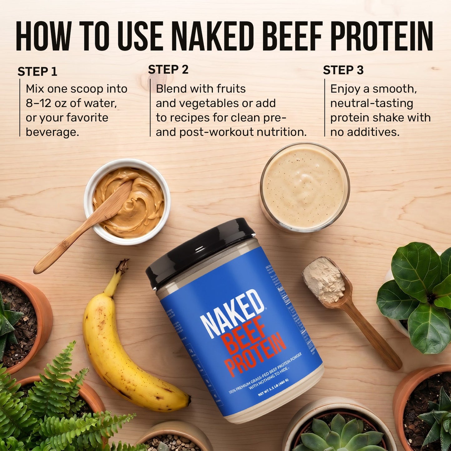 Beef Protein Powder - Unflavored with a Smooth, Versatile Powder Format