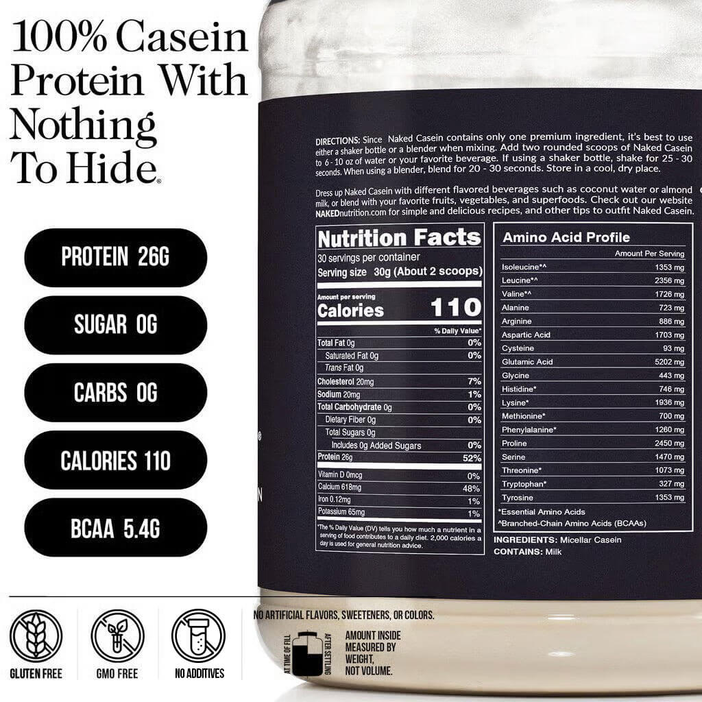 Micellar Casein Protein Powder - Unflavored - Standard Size with a Smooth, Versatile Powder Format