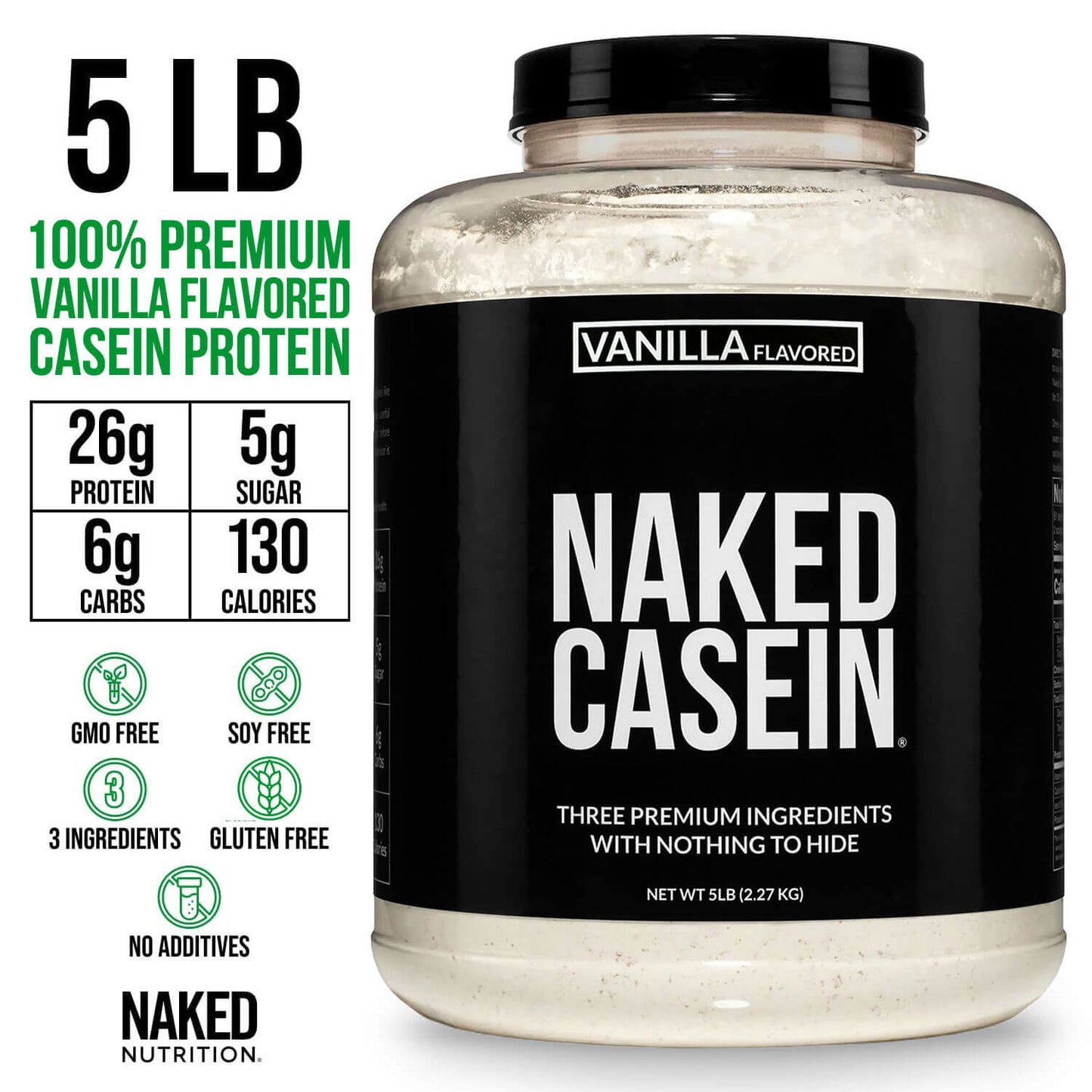 Vanilla Casein Protein Powder - Vanilla - Value Size with a Smooth, Versatile Powder Format