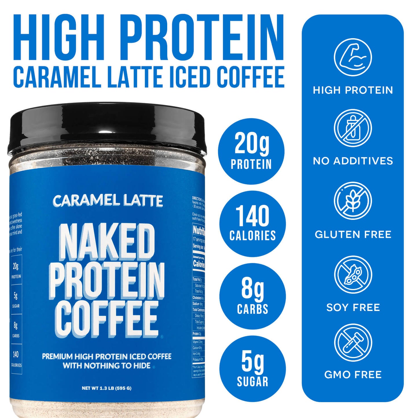 Caramel Latte Protein Iced Coffee - Caramel Latte Made for Refreshing Coffee Protein Drinks
