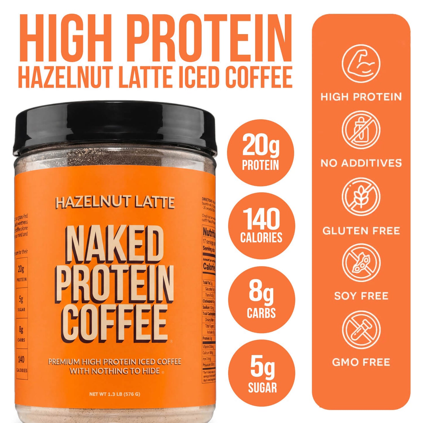 Hazelnut Latte Protein Iced Coffee - Hazelnut Latte Made for Refreshing Coffee Protein Drinks