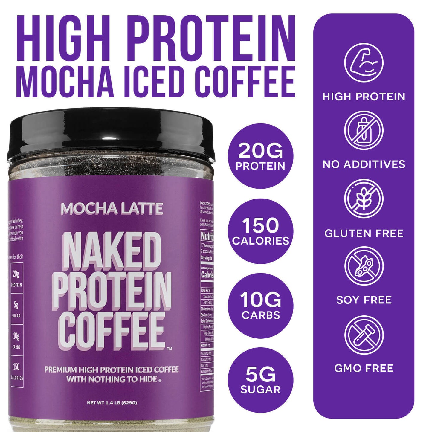 Mocha Latte Protein Iced Coffee - Mocha Latte Made for Refreshing Coffee Protein Drinks