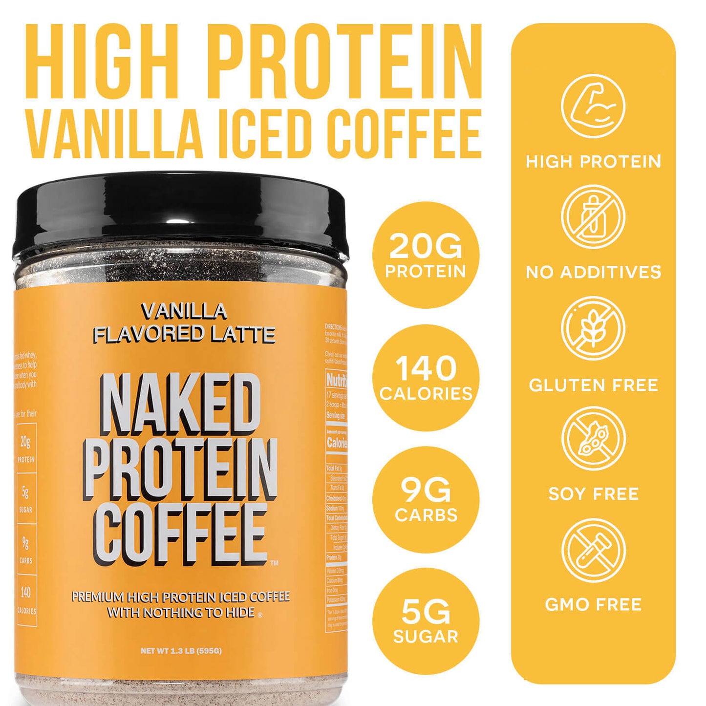 Vanilla Latte Protein Iced Coffee - Vanilla Latte Made for Refreshing Coffee Protein Drinks