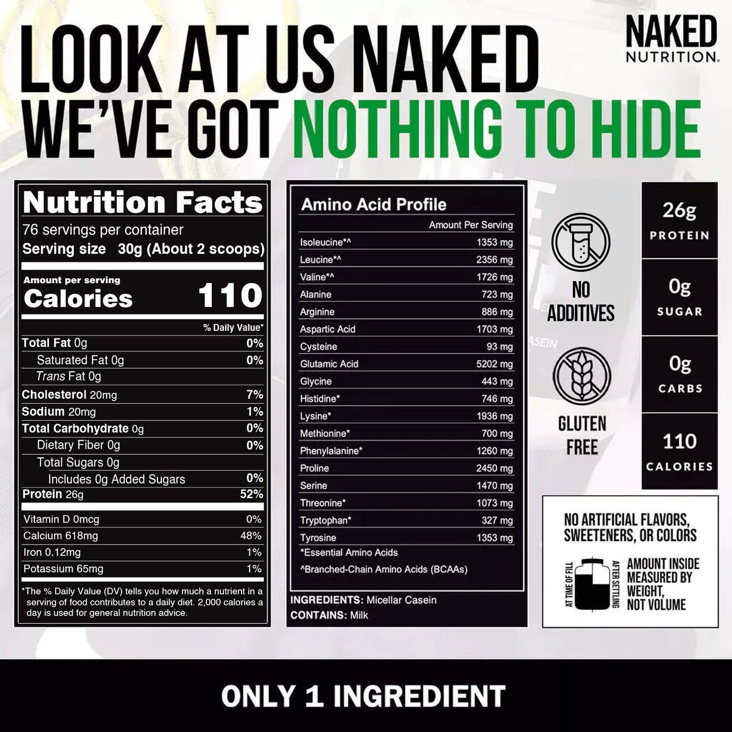 Micellar Casein Protein Powder - Unflavored - Value Size with a Smooth, Versatile Powder Format