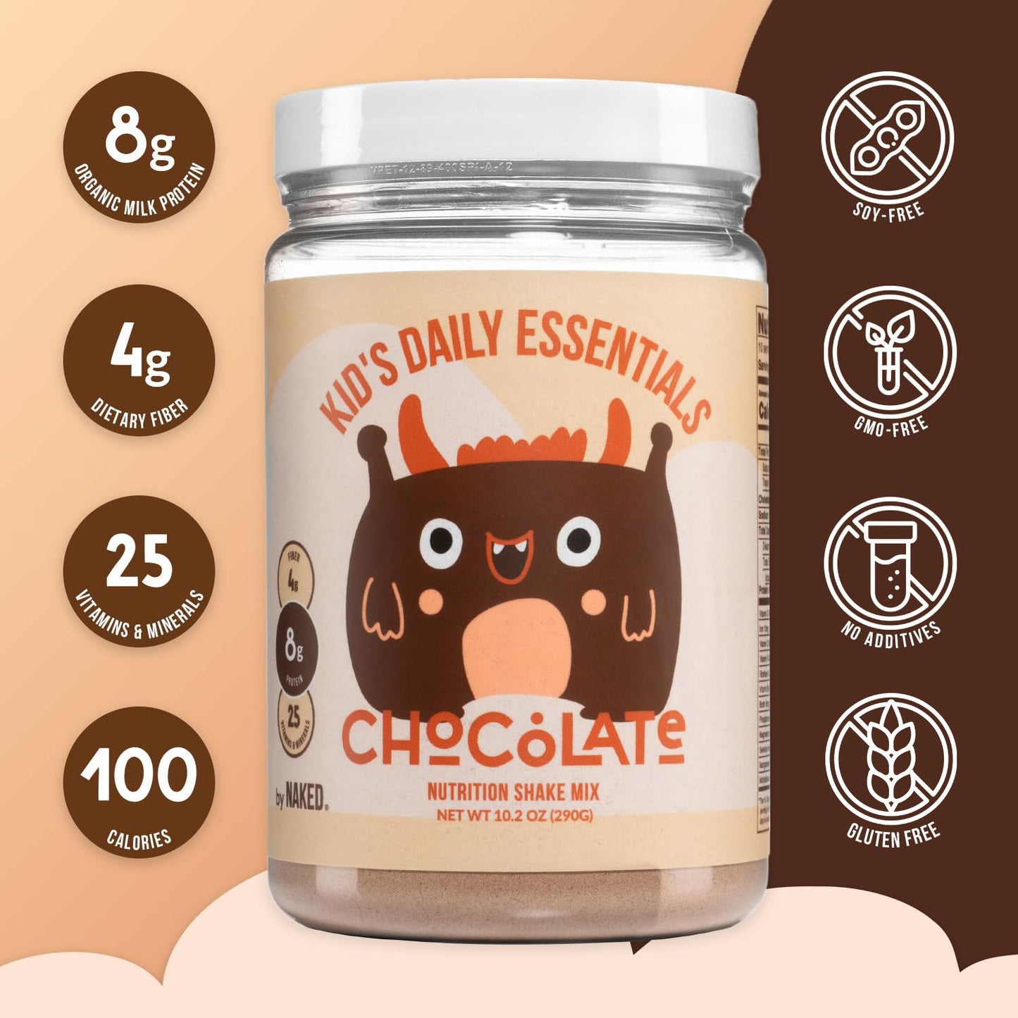 Kid's Nutrition Shake - Chocolate Formula for Convenient Home or Travel Use