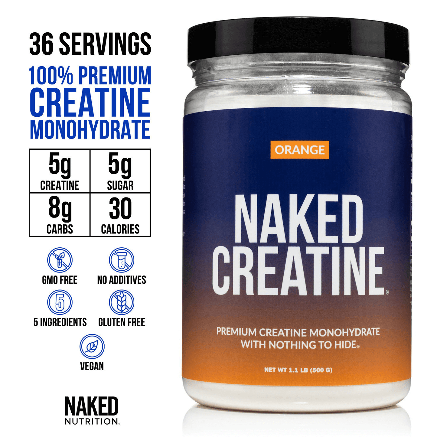Orange Creatine Monohydrate Powder - Orange Made for Everyday Active Routines