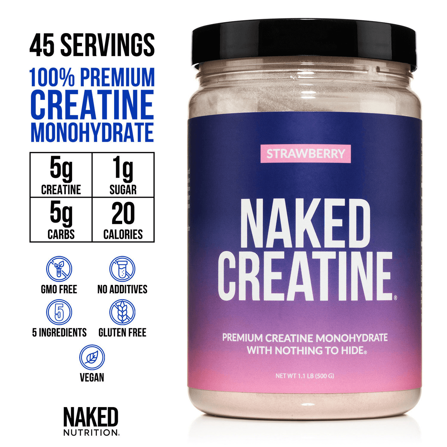Strawberry Creatine Monohydrate Powder - Strawberry Made for Everyday Active Routines