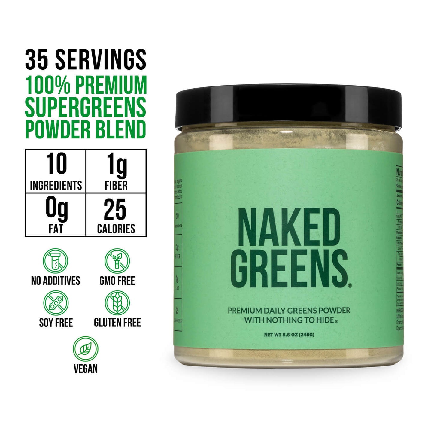 Organic Greens, Prebiotic & Probiotic Powder for Simple Preparation and Everyday Use