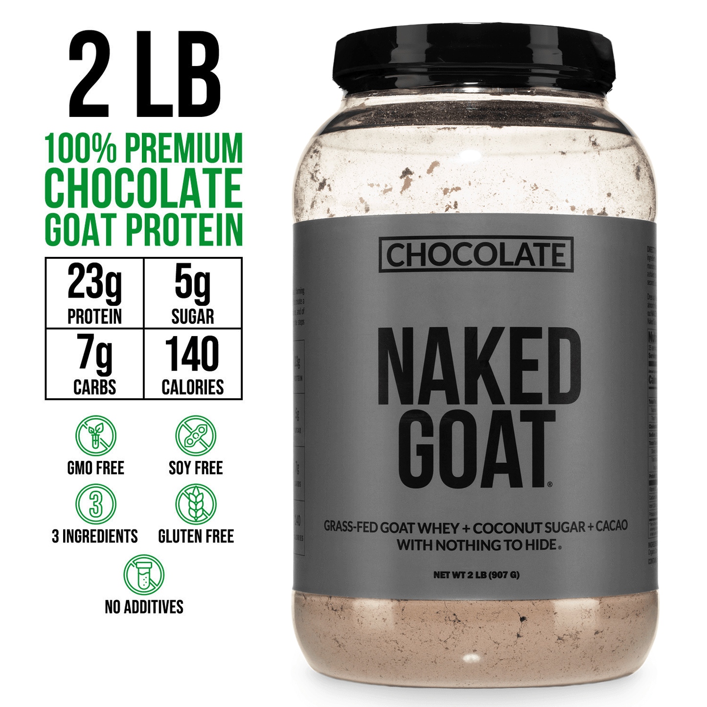 Chocolate Goat Whey Protein Powder - Chocolate with a Smooth, Versatile Powder Format