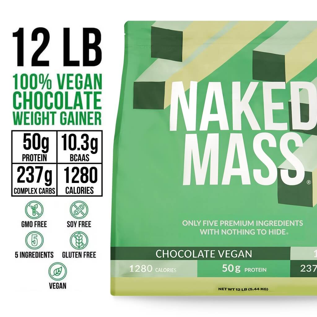 Chocolate Vegan Mass Gainer Supplement - Chocolate (Vegan) 12LB for Smooth Shakes and Everyday Nutrition