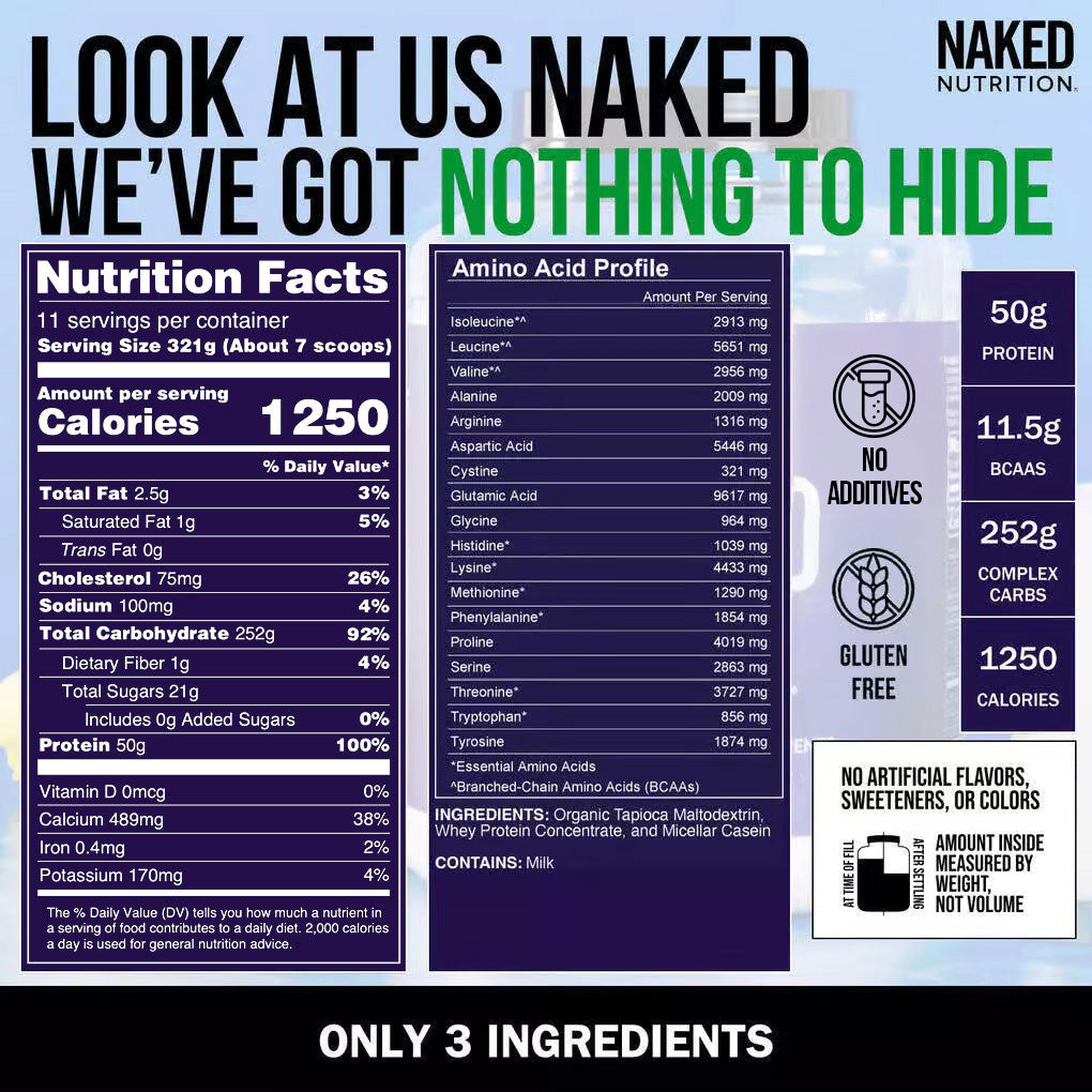 Mass Gainer Protein Supplement - Unflavored for Smooth Shakes and Everyday Nutrition