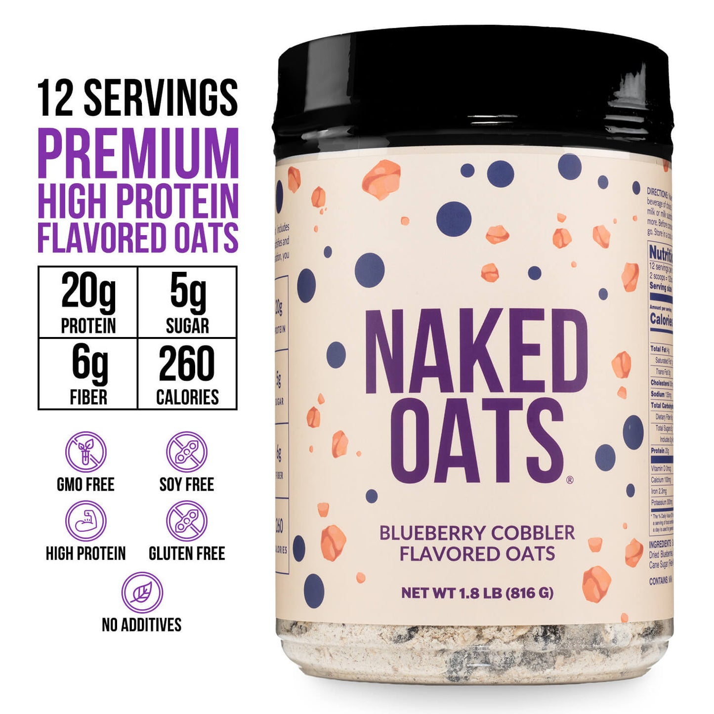 Blueberry Cobbler Protein Oats - Blueberry Cobbler for Quick Oats at Home or On the Go