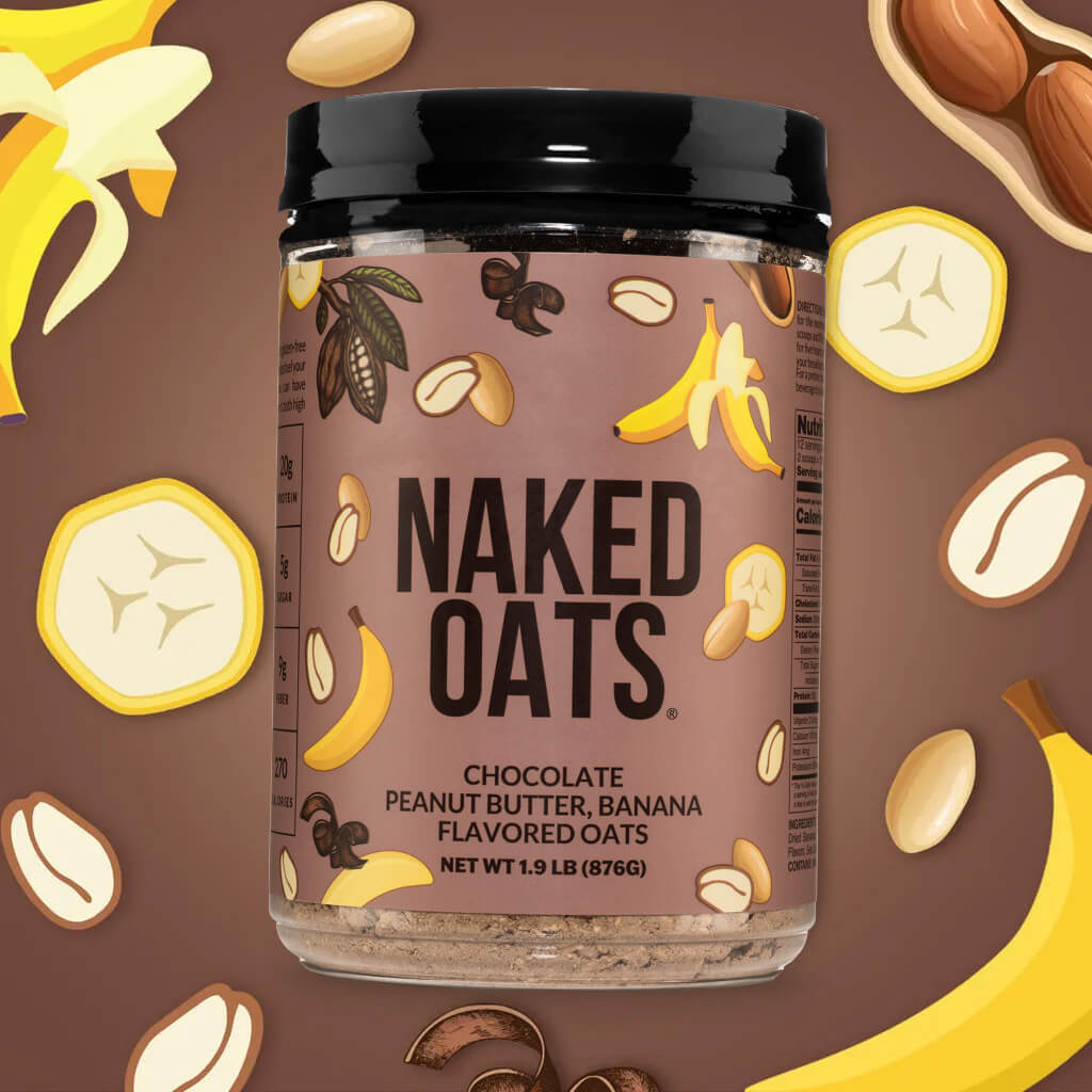 Chocolate Peanut Butter Banana Protein Oats - Chocolate PB Banana for Quick Oats at Home or On the Go