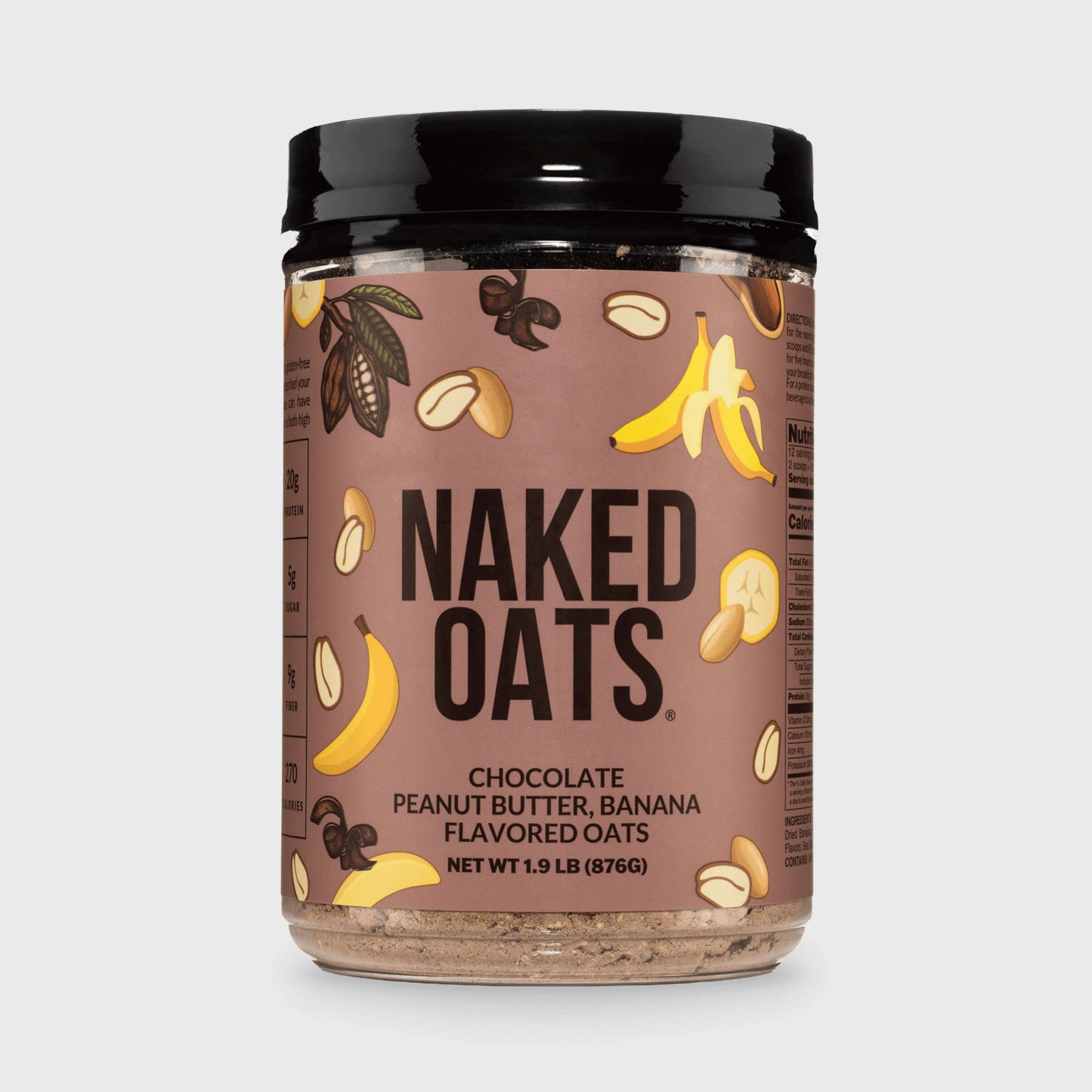 Chocolate Peanut Butter Banana Protein Oats - Chocolate PB Banana for Quick Oats at Home or On the Go