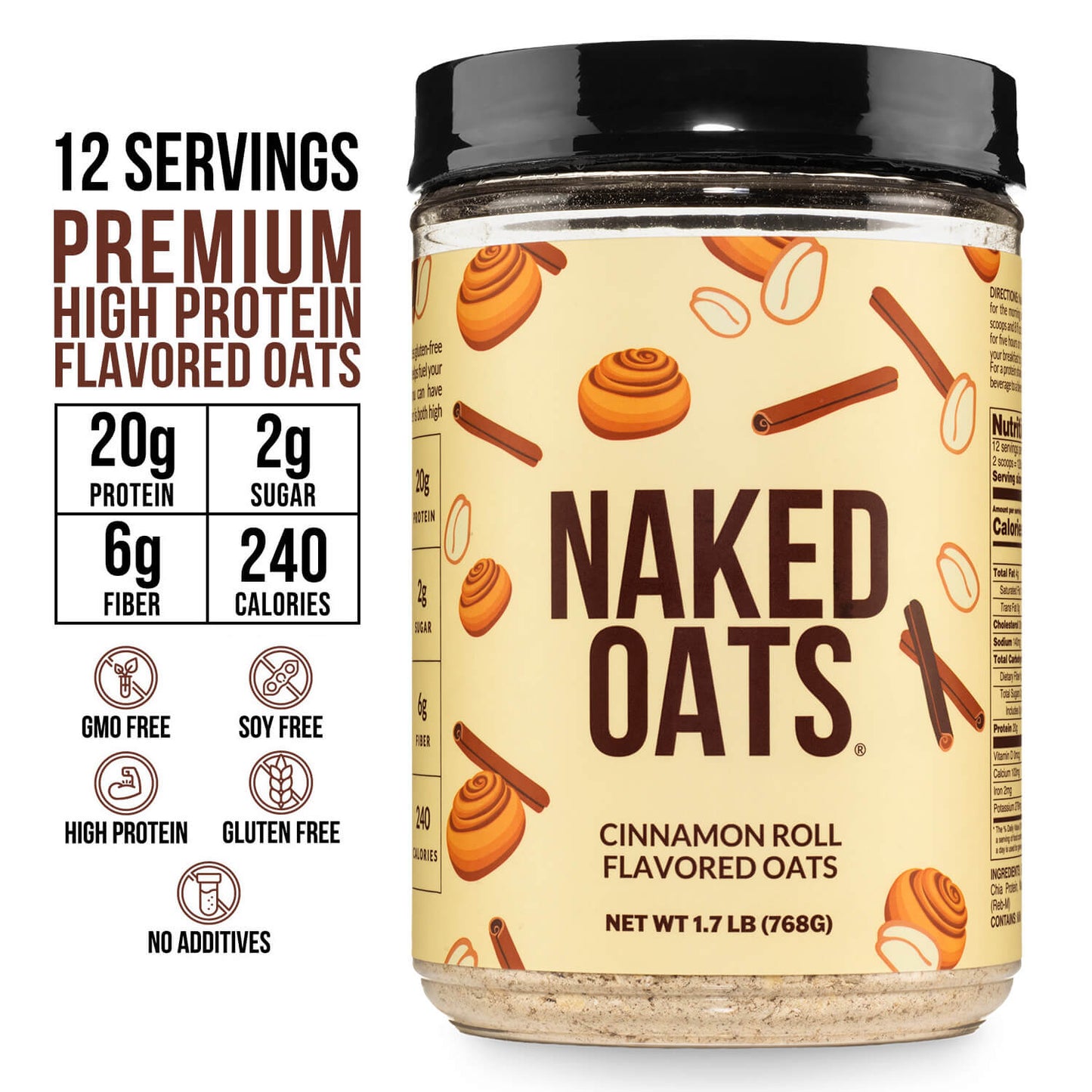 Cinnamon Roll Protein Oats - Cinnamon Roll for Quick Oats at Home or On the Go