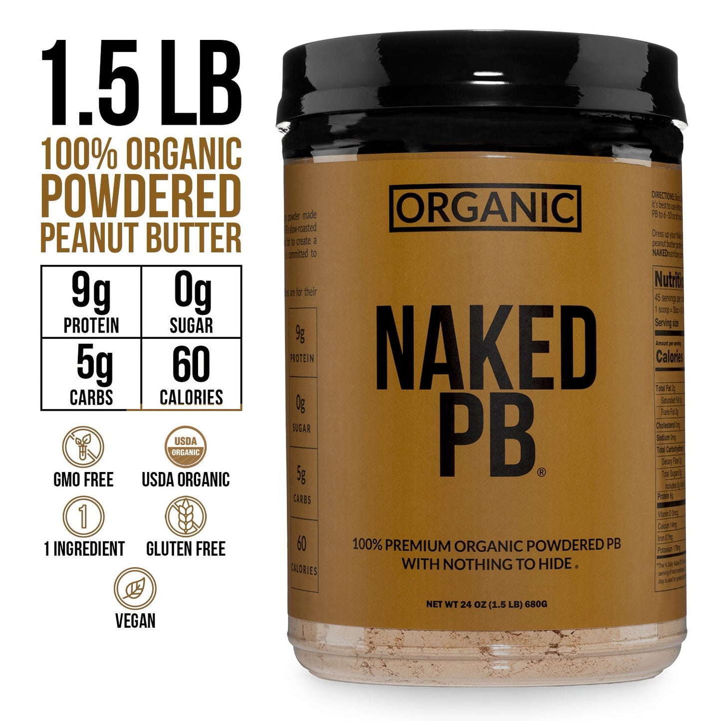 Organic Powdered Peanut Butter - Organic with a Smooth, Versatile Powder Format