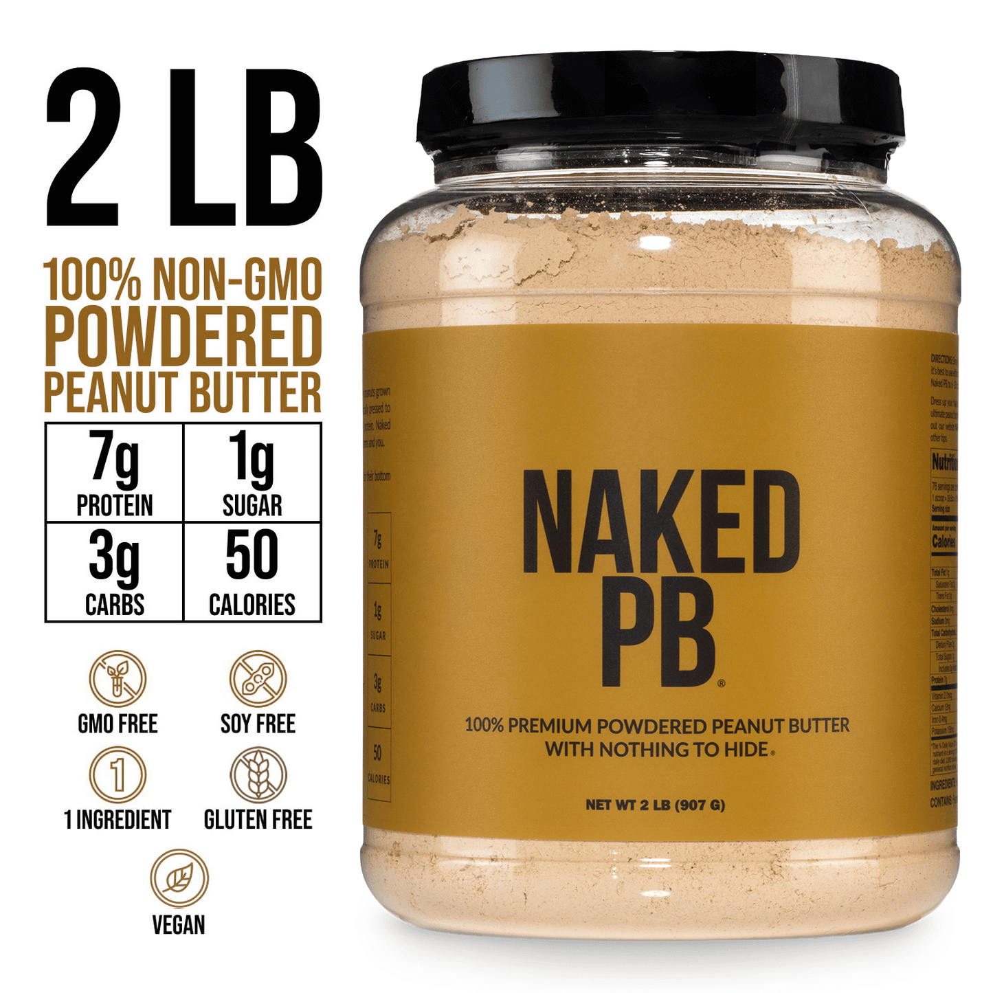 Powdered Peanut Butter - PB - 2 LB with a Smooth, Versatile Powder Format