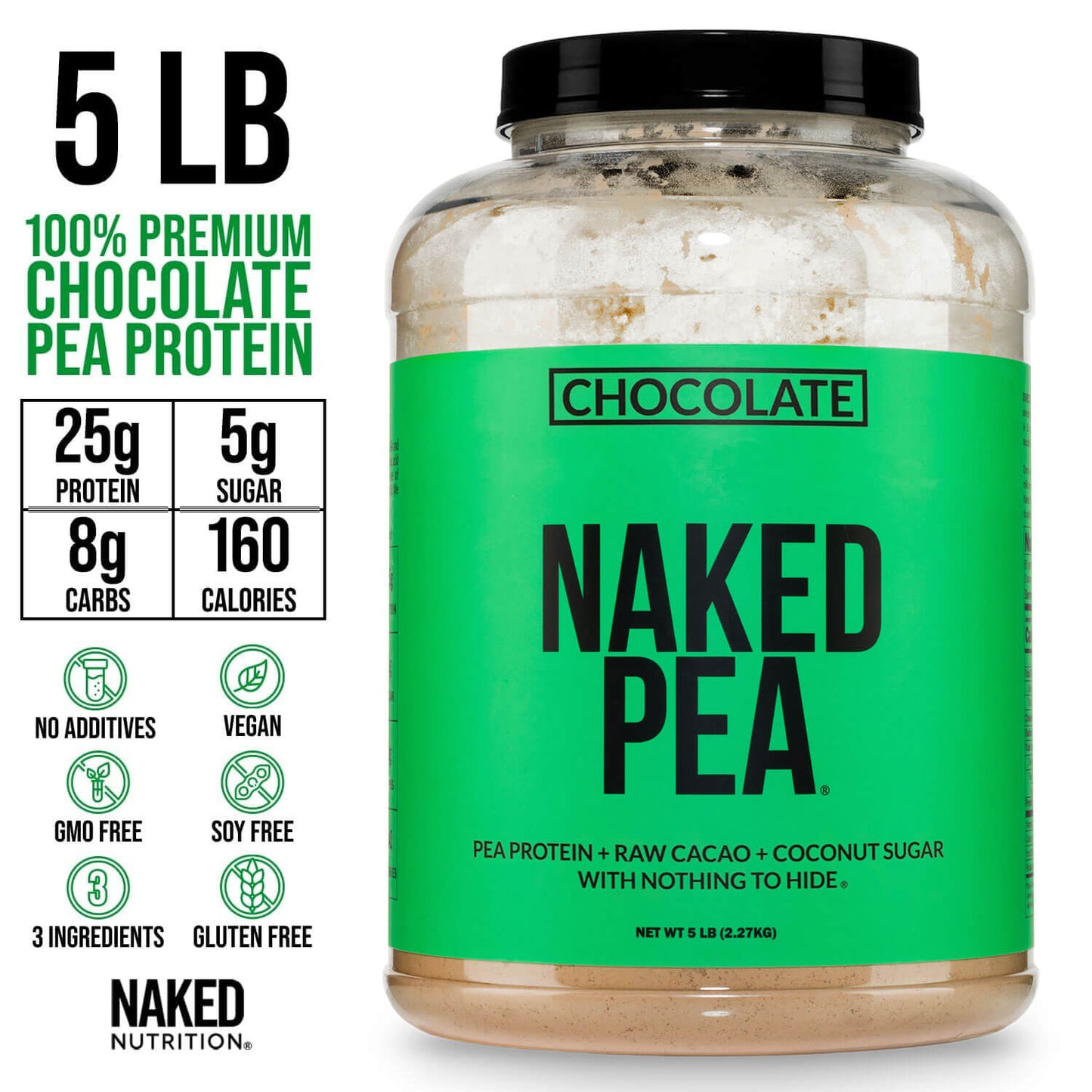 Chocolate Pea Protein Powder - Chocolate - Bulk Size with a Smooth, Versatile Powder Format