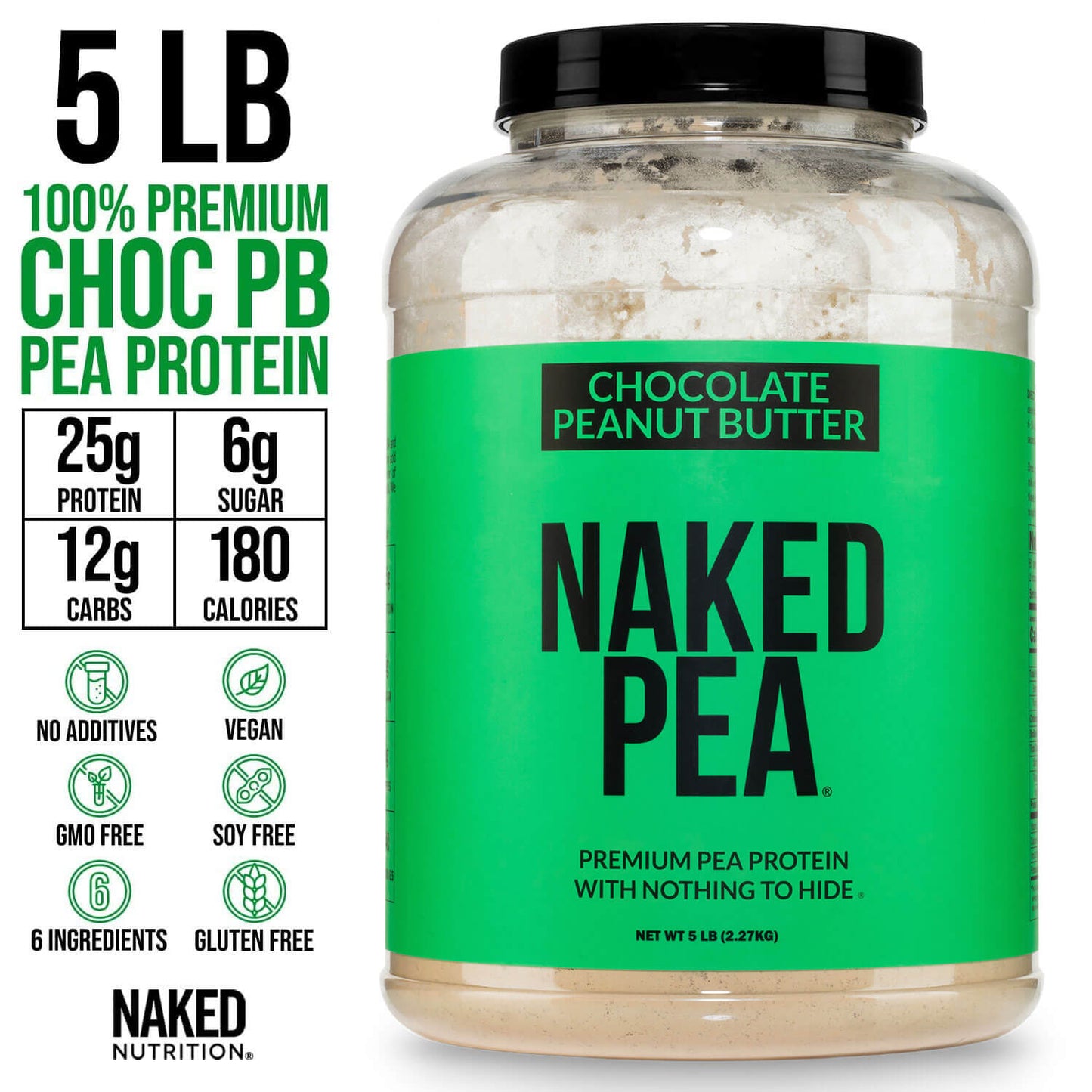 Chocolate Peanut Butter Pea Protein Powder - Chocolate PB - Chocolate Formula with a Smooth, Versatile Powder Format