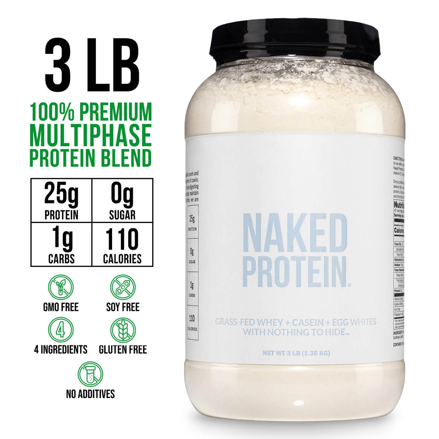 Protein Powder Blend - 3LB Egg Whey & Casein Protein Blend - 3LB with a Smooth, Versatile Powder Format