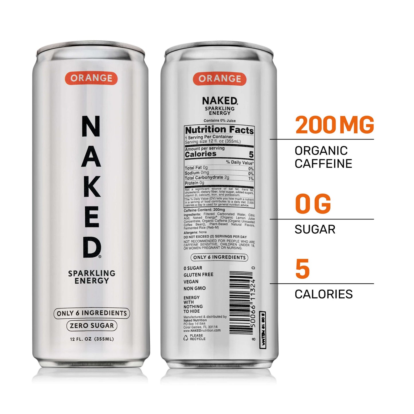 Orange Naked Sparkling Energy - Orange Made for Flexible Nutrition Routines