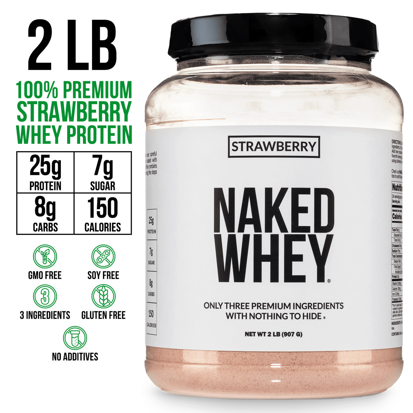 Strawberry Whey Protein Powder - Strawberry - Standard Size with a Smooth, Versatile Powder Format