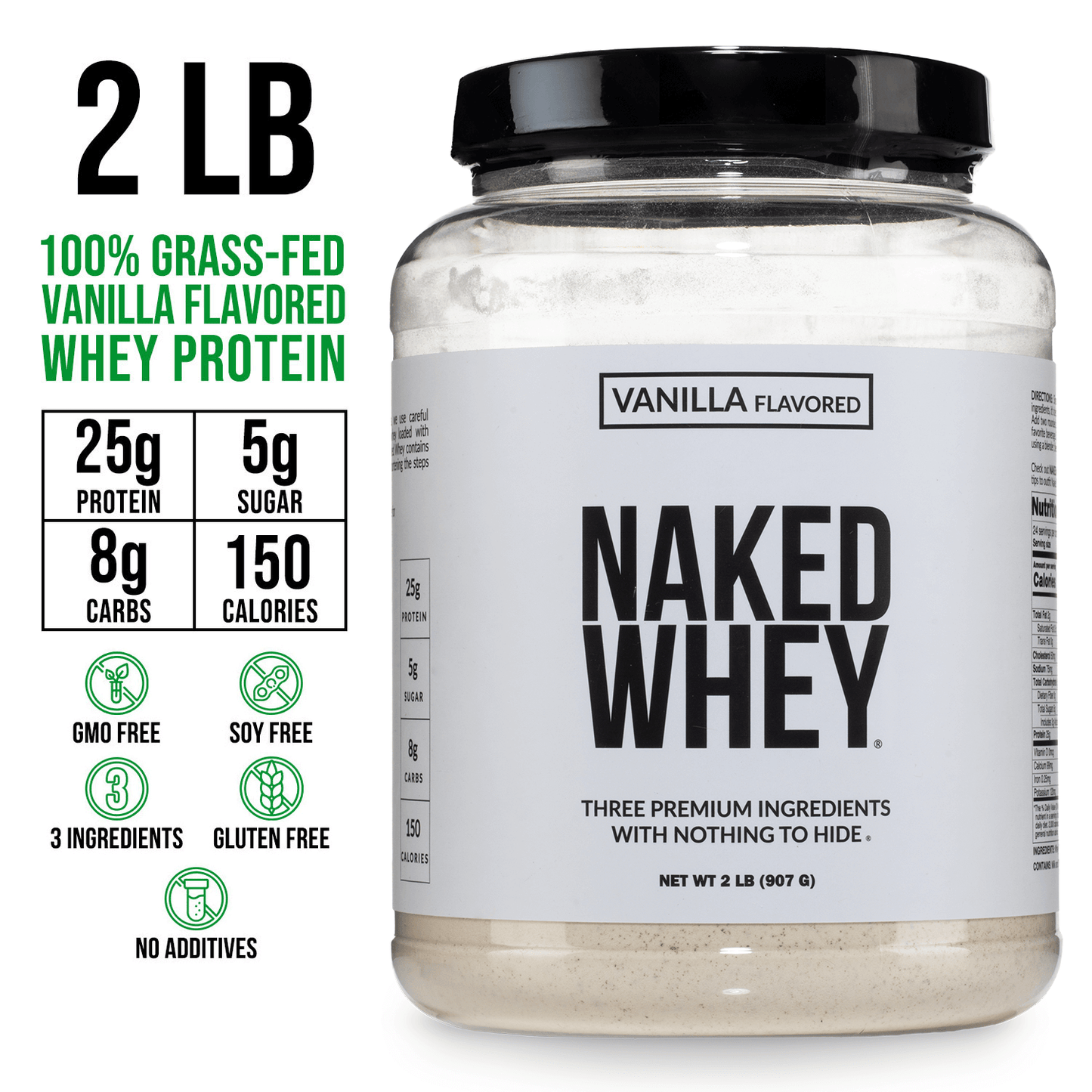 Vanilla Whey Protein Powder - Vanilla - Standard Size with a Smooth, Versatile Powder Format