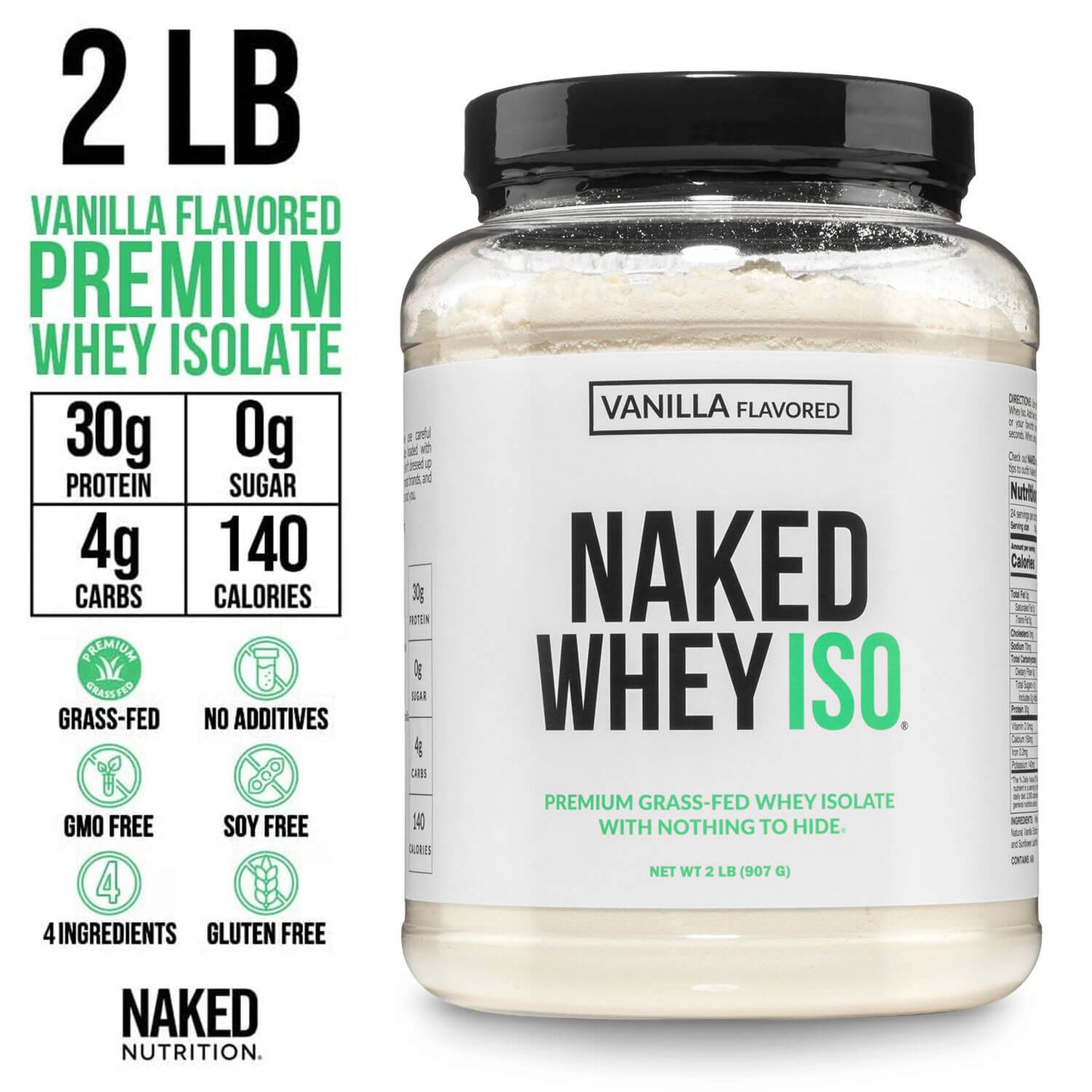 Vanilla Grass-Fed Whey Isolate Protein Powder - Vanilla with a Smooth, Versatile Powder Format