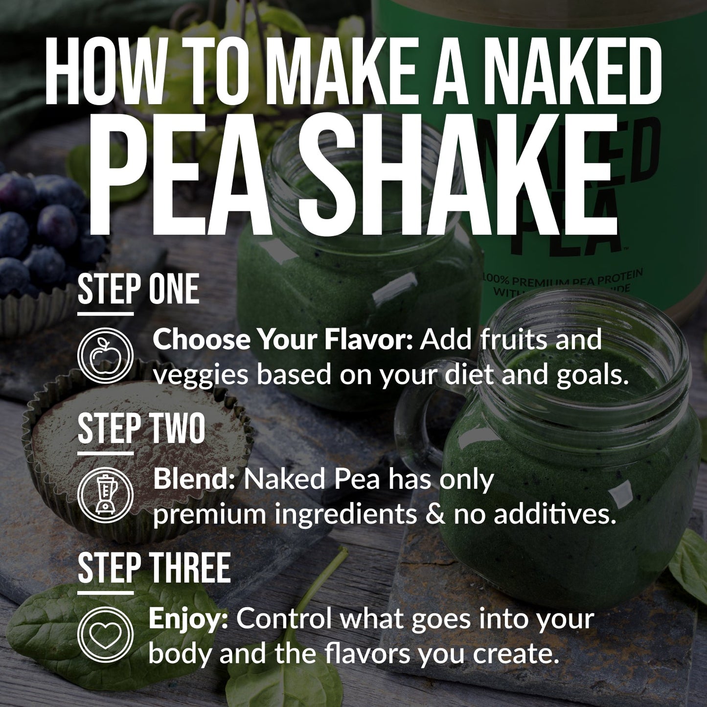 Chocolate Peanut Butter Pea Protein Powder - Chocolate PB - Chocolate Formula with a Smooth, Versatile Powder Format
