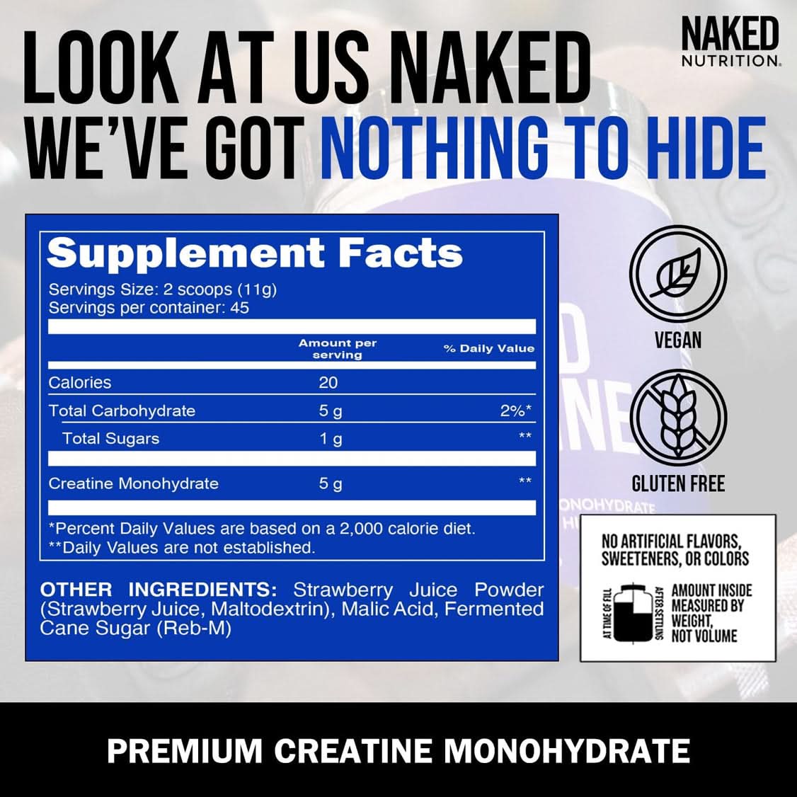 Strawberry Creatine Monohydrate Powder - Strawberry Made for Everyday Active Routines