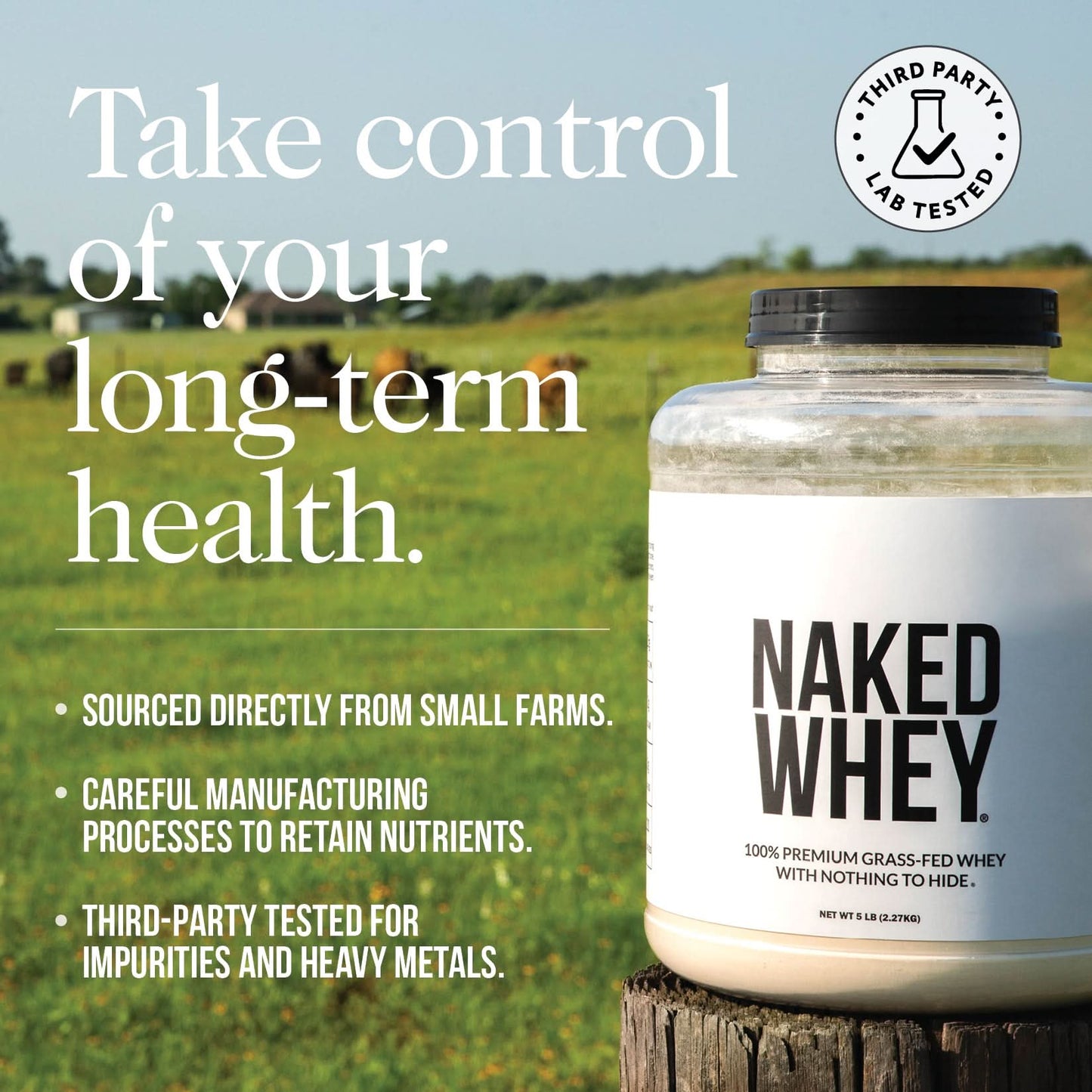 Grass Fed Whey Protein Powder - Unflavored - Bulk Size with a Smooth, Versatile Powder Format