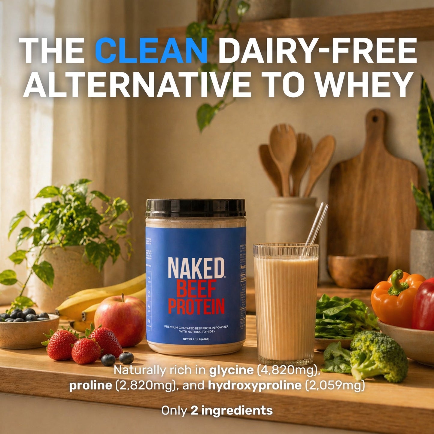 Beef Protein Powder - Unflavored with a Smooth, Versatile Powder Format