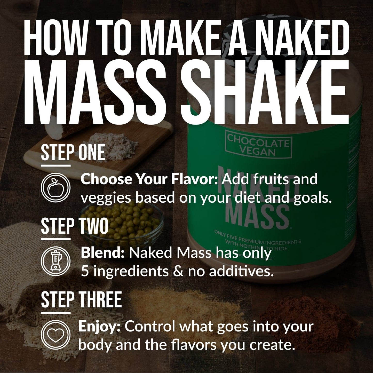 Chocolate Vegan Mass Gainer Supplement - Chocolate (Vegan) 12LB for Smooth Shakes and Everyday Nutrition